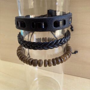 3-Piece Leather Bracelet Set
